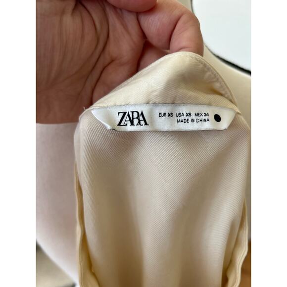 Zara Cream Beaded Asymmetric Button Front Blouse - Picture 6 of 8